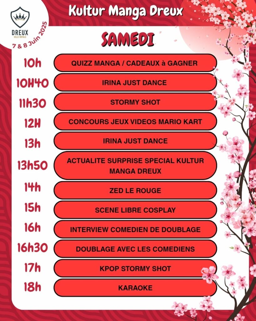 Programme scène 2025 du samedi